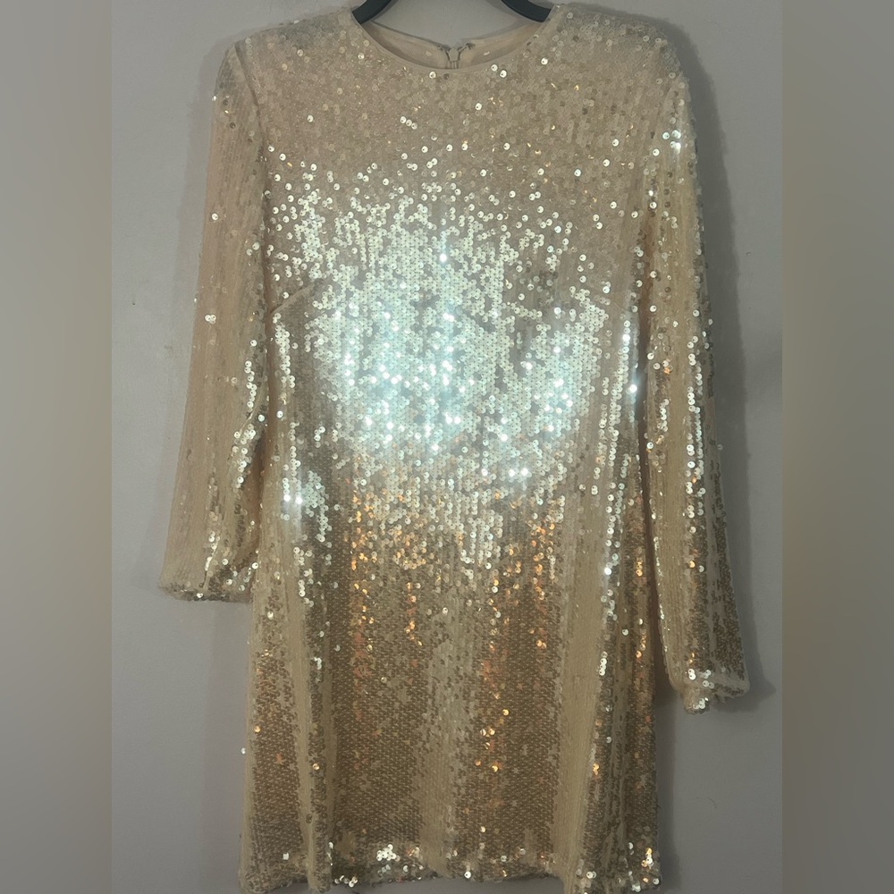 Gianni Bini Dove Sequin Long Sleeve Shift Dress NWT Cocktail Medium